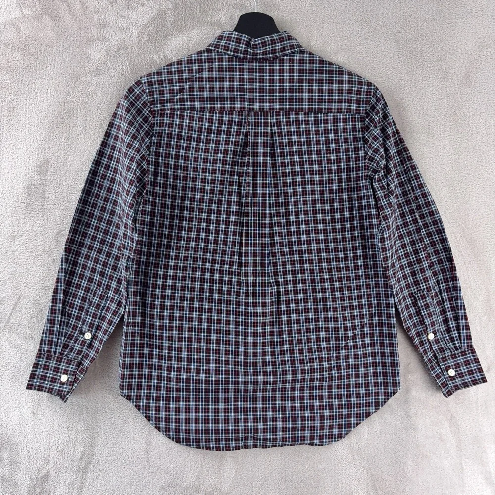 Ralph Lauren Plaid Button Down Shirt Boys Medium Blue Red Cotton Pony Preppy